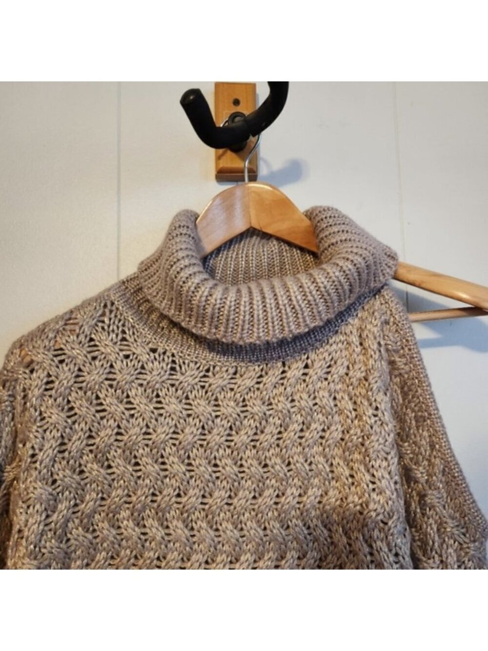 Addition Elle Cable Knit Chunky Turtleneck Sweater Cold Shoulder Tunic winter - Picture 6 of 14